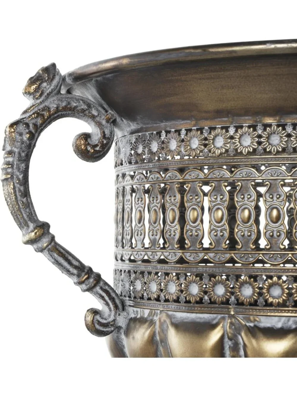 Urn-Shaped Metal Decorative Vase with Cut Outs - 12